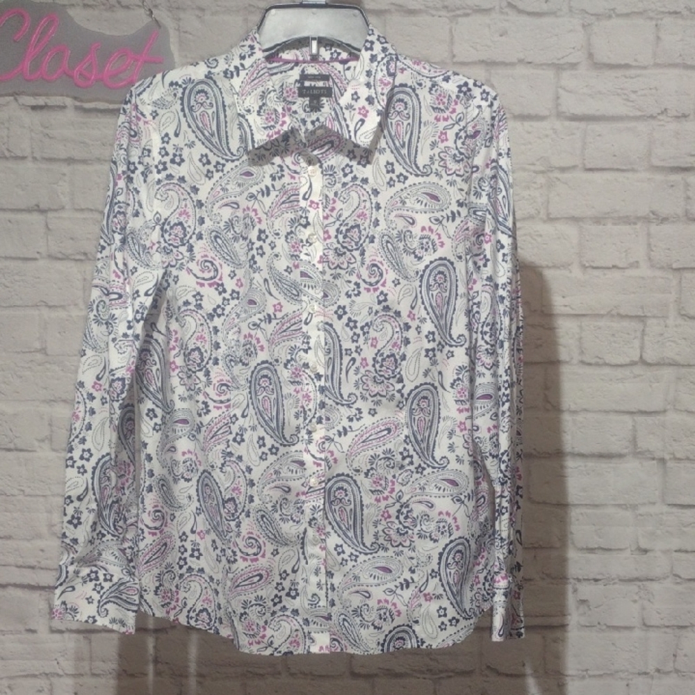 Talbots Pink and Blue Paisley Blouse